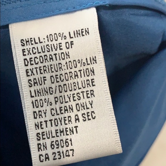 Talbots blue embroidered linen pants size 2 - Picture 6 of 7